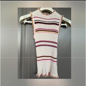 Rebecca Taylor knit ruffle top striped size small super cute !
